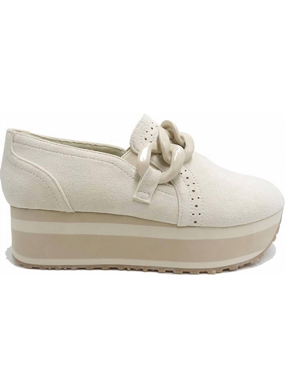 Pierre Dumas Cream Platform Loafer with Chain Accent